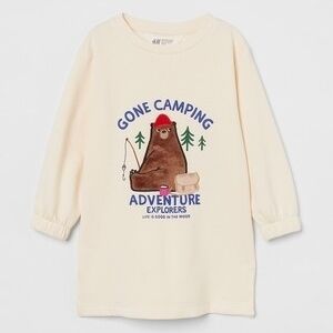 Kids Cream Adventure Bear Tunic Hoodie - 3T